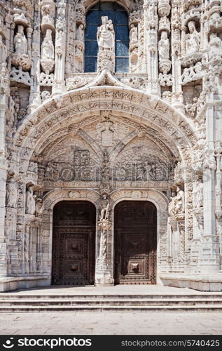 The Jeronimos Monastery or Hieronymites Monastery is located in Lisbon, Portugal