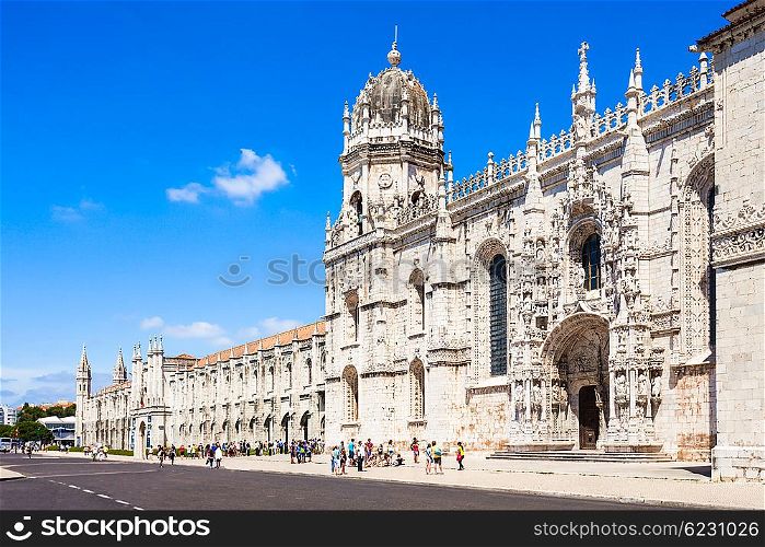 The Jeronimos Monastery or Hieronymites Monastery is located in Lisbon, Portugal