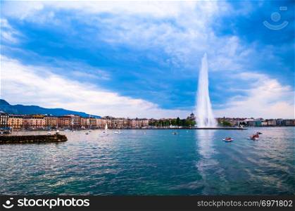 The Jet d&rsquo;eau foutain, the symbol of Geneva, Switzerland