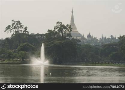 the Kandawgyi lake in the City of Yangon in Myanmar in Southeastasia.. ASIA MYANMAR YANGON KANDAWGYI LAKE PARK