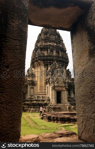 the Khmer temples of Phimai near the city of Khorat in the Province of Nakhon Ratchasima in the Region of Isan in Northeast Thailand in Thailand.&#xA;