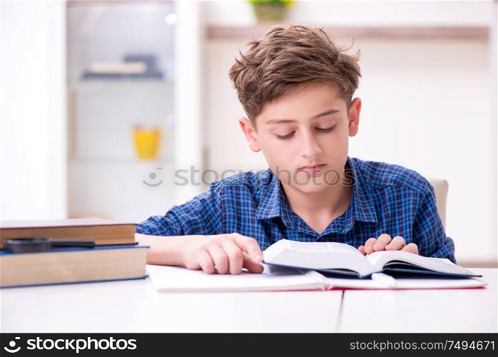 The kid preparing for school at home. Kid preparing for school at home