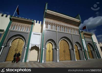 The Kindpalace of Dar el Makhzen in the old City in the historical Town of Fes in Morocco in north Africa.. AFRICA MAROCCO FES