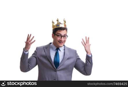 The king businessman isolated on white background. King businessman isolated on white background
