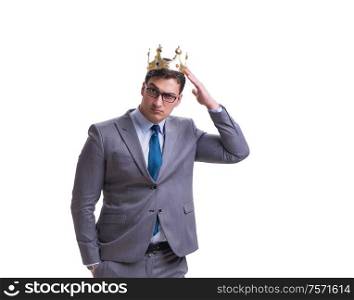 The king businessman isolated on white background. King businessman isolated on white background