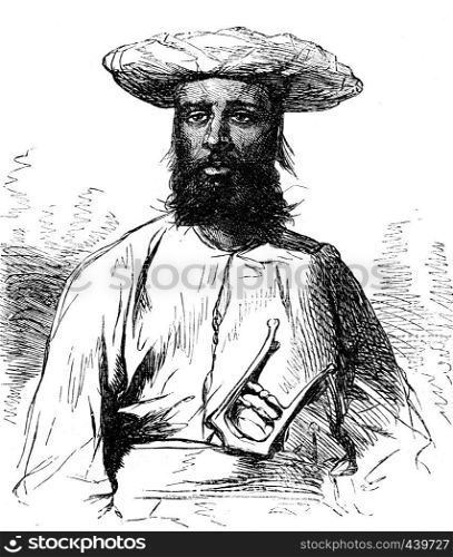 The King of Lahore, vintage engraved illustration. Journal des Voyages, Travel Journal, (1880-81).