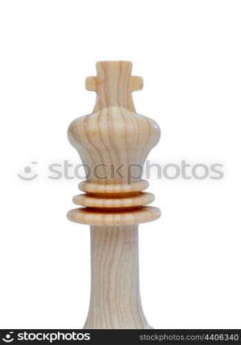 The king. Wooden chess piece isolated on white background