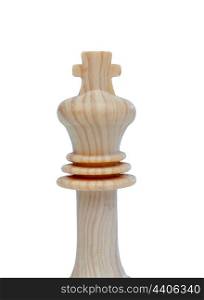 The king. Wooden chess piece isolated on white background