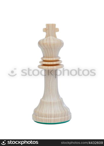 The king. Wooden chess piece isolated on white background