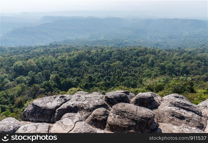 The knob stone ground on the cliff near the viewpoint of the national park,Phitsanulok Thailand.