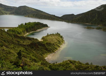 the lake of fire in azores island of sao miguel