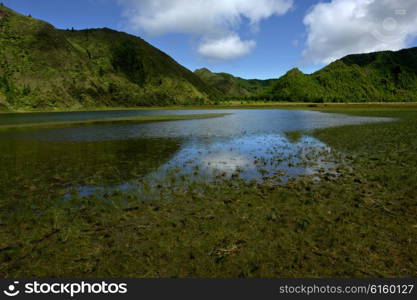 the lake of fire in azores island of sao miguel