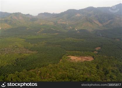 The Landscape airpictures of a field near the coastline by the city of Myeik in the south in Myanmar in Southeastasia.. ASIA MYANMAR BURMA MYEIK LANDSCAPE