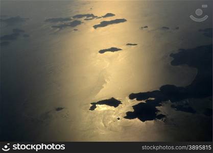 The Landscape airpictures of the Islands on the Andaman Sea near the coastline by the city of Myeik in the south in Myanmar in Southeastasia.. ASIA MYANMAR BURMA MYEIK ANDAMAN SEA ISLANDS