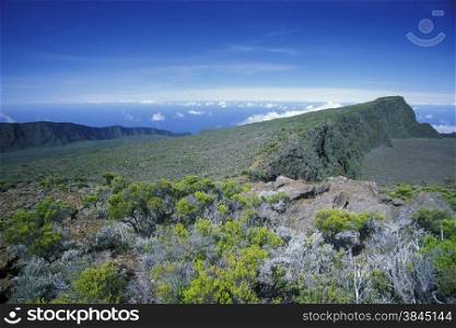 The Landscape allrond the Volcano Piton de la Fournaise on the Island of La Reunion in the Indian Ocean in Africa.