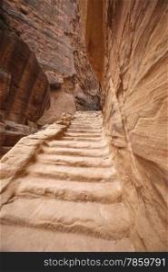the landscape and streets in the Temple city of Petra in Jordan in the middle east.. ASIA MIDDLE EAST JORDAN ETRA