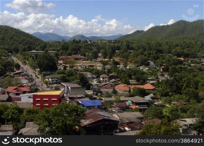 The landscape and the village of Mae Hong Son in the north provinz of Mae Hong Son in the north of Thailand in Southeastasia.. ASIA THAILAND MAE HONG SON