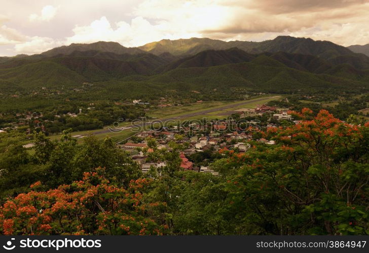 The landscape and the village of Mae Hong Son in the north provinz of Mae Hong Son in the north of Thailand in Southeastasia.. ASIA THAILAND MAE HONG SON