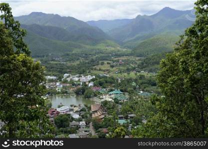 The landscape and the village of Mae Hong Son in the north provinz of Mae Hong Son in the north of Thailand in Southeastasia.. ASIA THAILAND MAE HONG SON