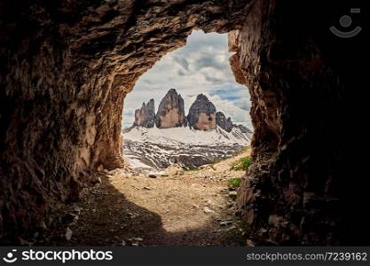 The landscape around Tre Cime di Lavaredo, one of the best-known mountain in the Alps located in Dolomites, Italy