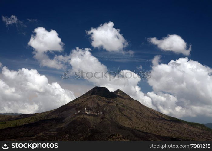 the landscape at the Lake Batur with the volcano Mt. Batur on the island Bali in indonesia in southeastasia. ASIA INDONESIA BALI MT BATUR VOLCANO LANDSCAPE