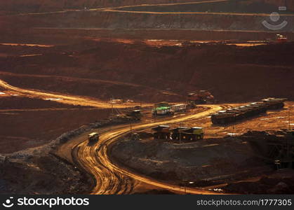 The landscape in the coal mine While a beautiful light incident Mae Moh mine in Lampang. Coal mine