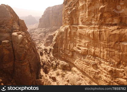 the landscape in the Temple city of Petra in Jordan in the middle east.. ASIA MIDDLE EAST JORDAN ETRA