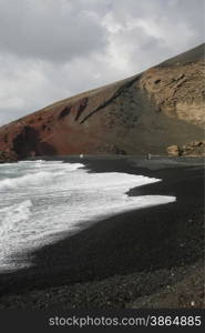 the Landscape of El Golfo on the Island of Lanzarote on the Canary Islands of Spain in the Atlantic Ocean. on the Island of Lanzarote on the Canary Islands of Spain in the Atlantic Ocean.&#xA;