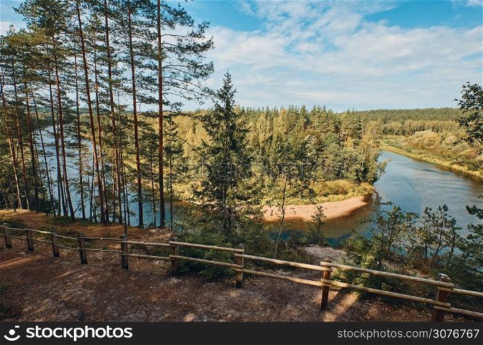 The Landscape of Guaja River and Cliffs at Sietiniezis Rock in Guaja National Park, Latvia