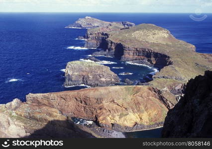 the landscape of Ponta de sao lourenco near the Island of Madeira in the Atlantic Ocean of Portugal.. EUROPE PORTUGAL MADEIRA PORTO SANTO SAO LOURENCO