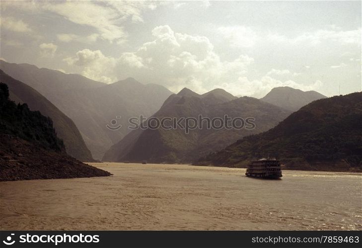 the landscape of the yangzee river in the three gorges valley up of the three gorges dam projecz in the province of hubei in china.. ASIA CHINA YANGZI RIVER