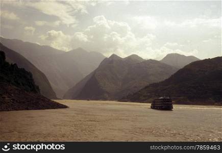 the landscape of the yangzee river in the three gorges valley up of the three gorges dam projecz in the province of hubei in china.. ASIA CHINA YANGZI RIVER