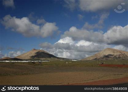 the Landscape on the Island of Lanzarote on the Canary Islands of Spain in the Atlantic Ocean. on the Island of Lanzarote on the Canary Islands of Spain in the Atlantic Ocean.&#xA;