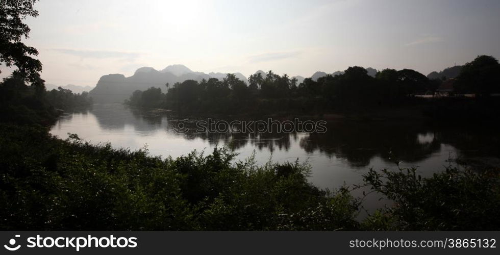 the landscape on the road12 bedwen the Towns of Tha Khaek and the Village of Mahaxai Mai in central Lao in the region of Khammuan in Lao in Souteastasia.. ASIA LAO KHAMMUAN REGION