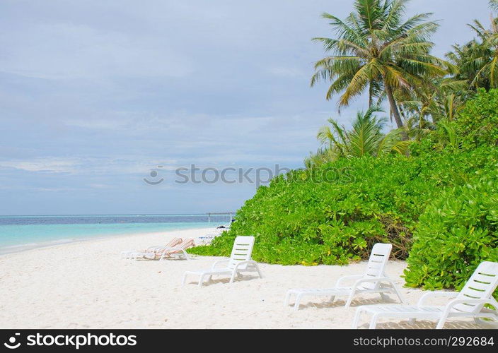 The landscape the island of Biyadhoo Maldives the beach with white sand