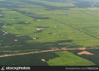 The Landscape with a ricefield near the City of Siem Riep in the west of Cambodia.. ASIA CAMBODIA SIEM RIEP LAKE TONLE SAP