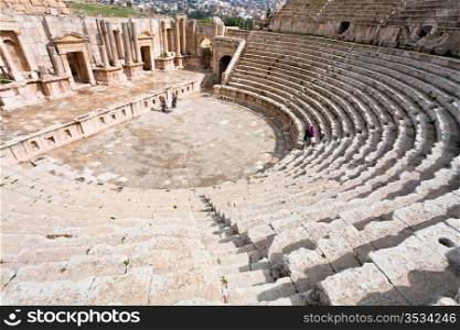 the Large South Theatre - in antique town Jerash, Jordan