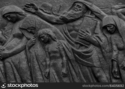 The Last March sculpture by Nathan Rapoport depicts mass deportation of Jews to the Death Camps sculptured, Children Memorial, Holocaust History Museum, Yad Vashem, Jerusalem, Israel,