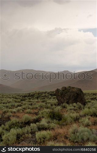 The lava filled volcanic landscape near Craters of the Moon Idaho