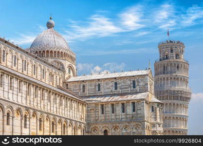 The Leaning Tower, Pisa city downtown skyline cityscape of Italy. Famous travel attraction