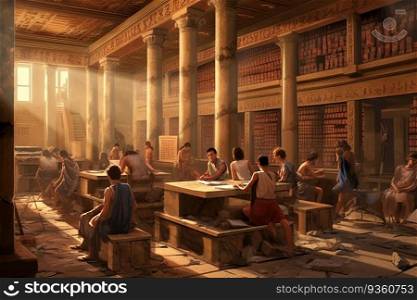 The legendary Library of Alexandria in Egypt created by generative AI