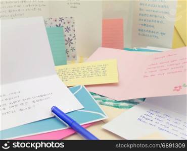 The letters from the friends in different countries.