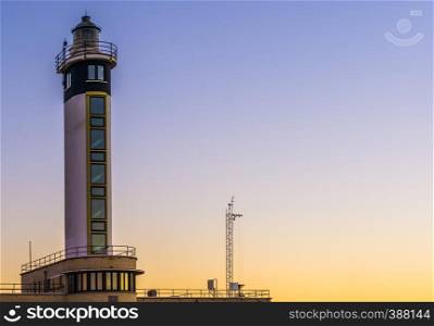the lighthouse in the harbor of Blankenberge, Belgium, Modern Belgian architecture