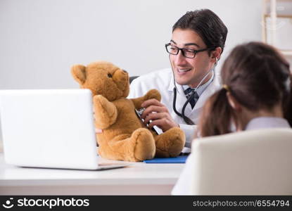 The little girl visiting doctor for regular check-up. Little girl visiting doctor for regular check-up