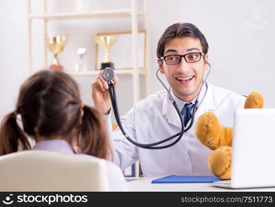 The little girl visiting doctor for regular check-up. Little girl visiting doctor for regular check-up