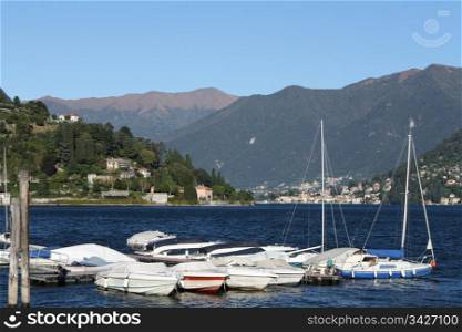 The little harbour in Cernobbio, a beautiful town stretched out along Como lake, in the North of Italy