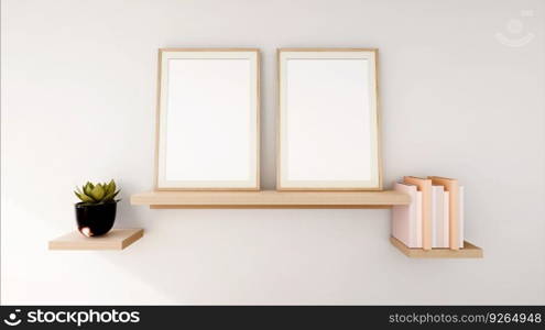 The living room is decorated with furniture, small plant pots andπcture frames.