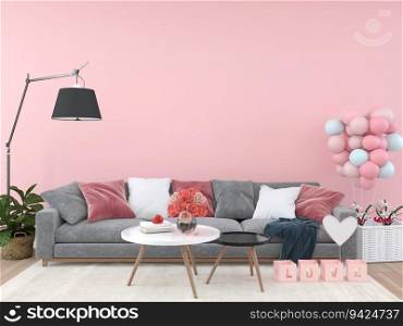 The living room is decorated with sofa, 3D sty≤