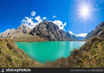 The Llanganuco Lakes: Chinanqucha and Urqunqucha are situated in the Cordillera Blanca in the Andes of Peru.