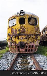 The locomotive is rusty and looks scary